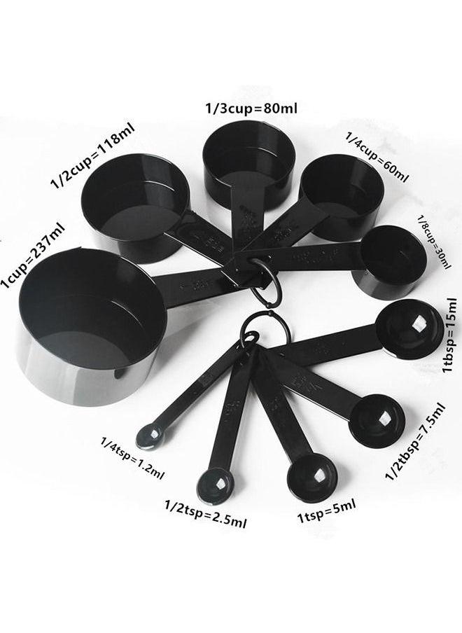 Generic - 10 PCS Measuring Spoon And Measuring Cup, Plastic Measuring Spoon And Cup,Graduated Measuring Spoons and Measuring Cups, Kitchen Baking Tools(Black) - Image 1