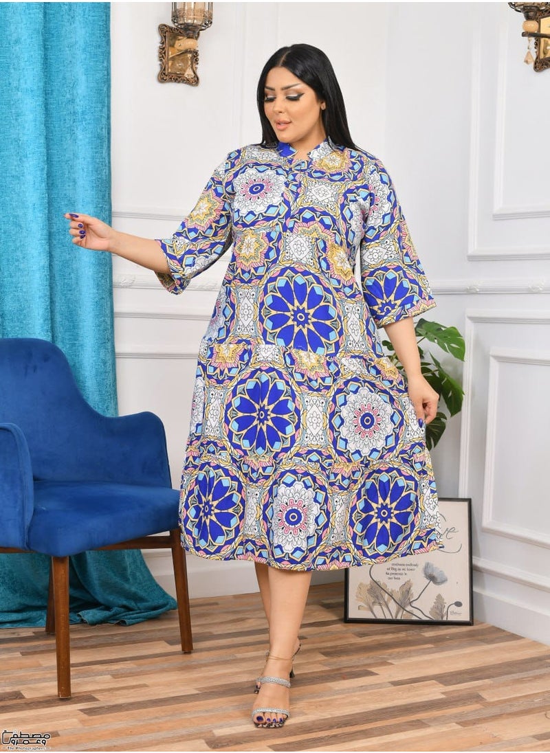 Gerenic - Women's loose-fitting midi robe with harmonious colors - Image 1