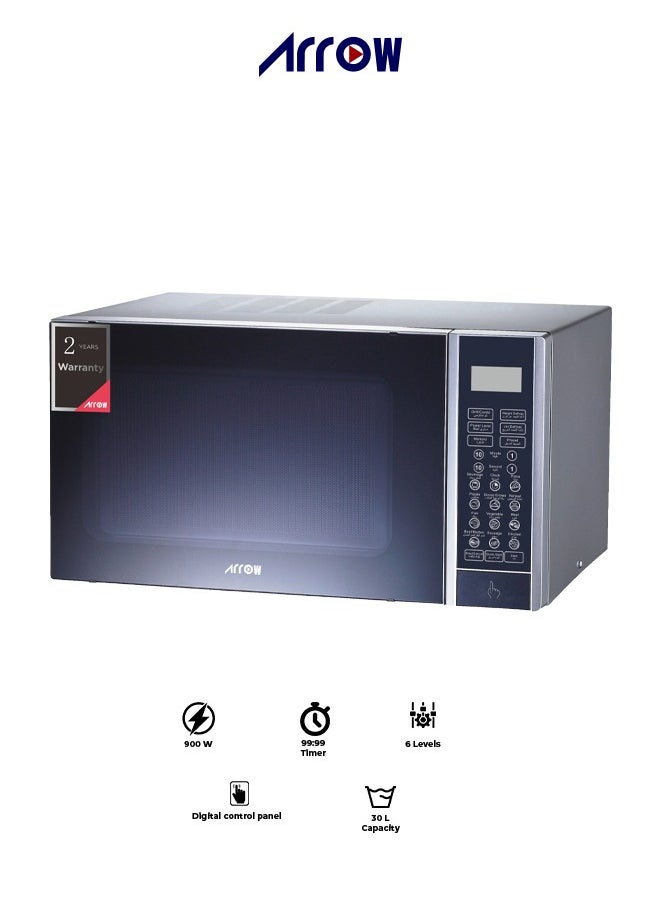 ارو فرن ميكروويف 30 لتر 900 وات مع وحدة تحكم رقمية لون فضي RO-30MGS  - Image 1