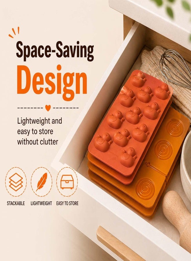 Go Hooked Set of 2 Silicone Chocolate Mould Duck 11 Cavity & Lollipop 6 Cavity | Flexible Non-Stick Candy Ice Cube Jelly Soap DIY Mold Tray | Food Grade BPA Free Baking Mould Set (Assorted Colour) - Image 3