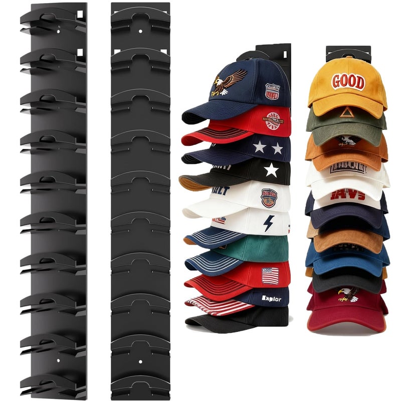 FAYYGYH Hat Organizer for Baseball Caps, Super Strong Hat Rack for Baseball Caps, Hat Hanger Holder Display for Door Closet, No Drilling Minimalist Hat Organizer Display for Home Decor (Black) - Image 1