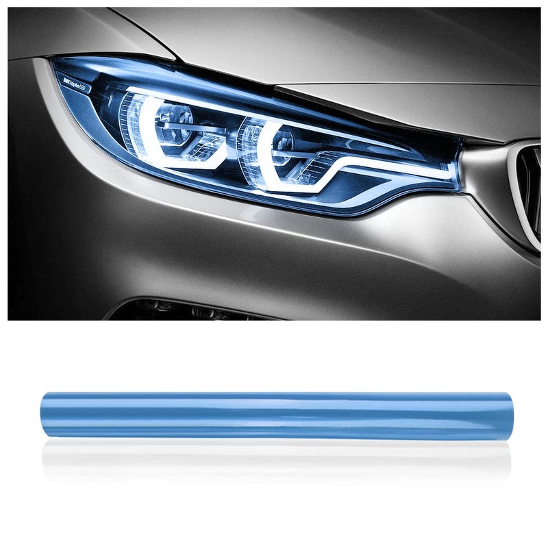 wedfish 12 X 48inch Car Light Tint Film CuttableStretchability Car Headlight Taillight Fog Light Vivid Vinyl Wrap ProtectorNonMarking SelfAdhesive Decals Car Decor Light Blue - Image 3