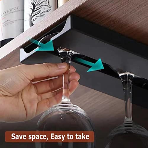 runruii Wine Glass Holder Under Shelf Cabinet Wine Glass Rack Plastic Stemware Rack Glassware Drying Storage Hanger for Kitchen,Bar and Restaurant (Black-2Pack) - Image 4