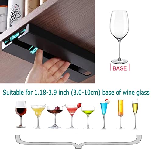 runruii Wine Glass Holder Under Shelf Cabinet Wine Glass Rack Plastic Stemware Rack Glassware Drying Storage Hanger for Kitchen,Bar and Restaurant (Black-2Pack) - Image 2