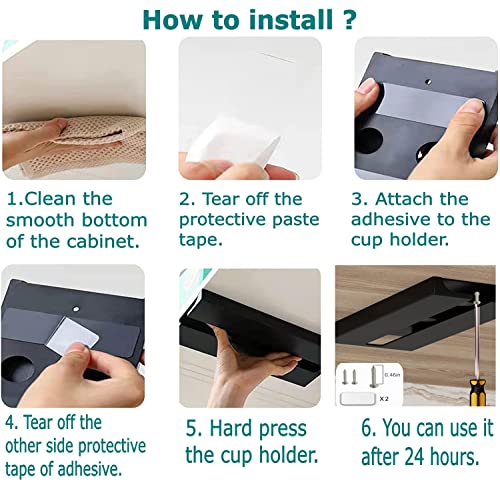 runruii Wine Glass Holder Under Shelf Cabinet Wine Glass Rack Plastic Stemware Rack Glassware Drying Storage Hanger for Kitchen,Bar and Restaurant (Black-2Pack) - Image 5