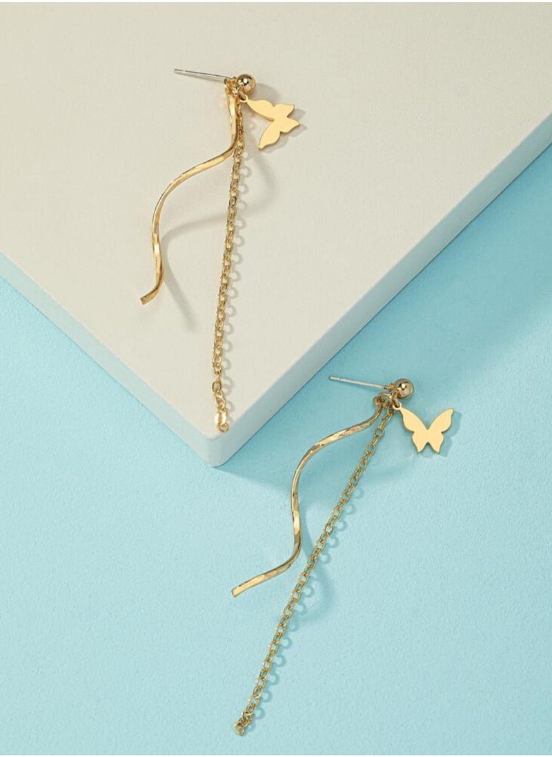 Dangle Charms Luxury & Elegant Stainless Steel Gold Plated Earrings For Women  - Image 4