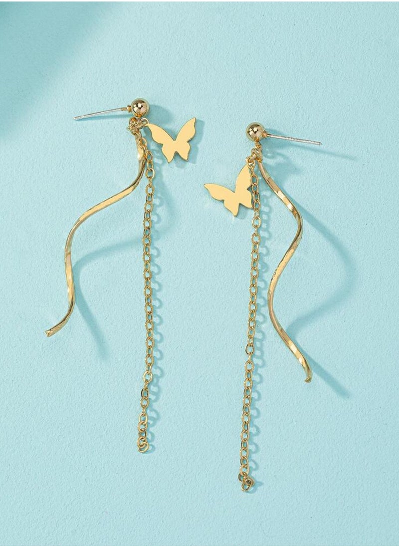 Dangle Charms Luxury & Elegant Stainless Steel Gold Plated Earrings For Women  - Image 2