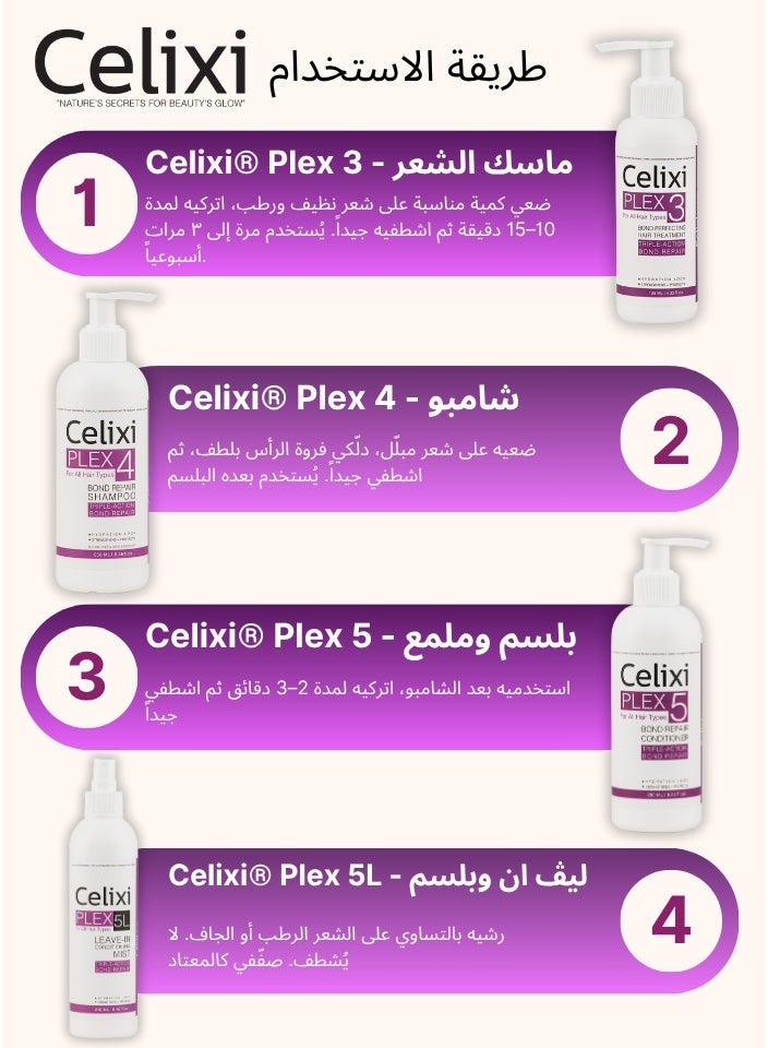 Celixi Bundle Celixi® Plex, USA,  Hair Repair Duo – Bond Strengthening Shampoo & Conditioner - Image 3