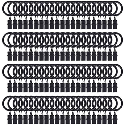 84 Pack Curtain Rings with Clips 126 Interior DiameterMetal Drapery Ring with Clips Compatible with up to 1 inch Drapery RodStrong Vintage Decorative Rustproof Drapery Ring with HooksBlack