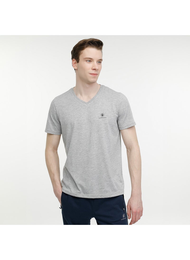 LUMBERJACK - Basic M-CT106 V Neck Men's Grey Round Neck T-Shirt - Image 1