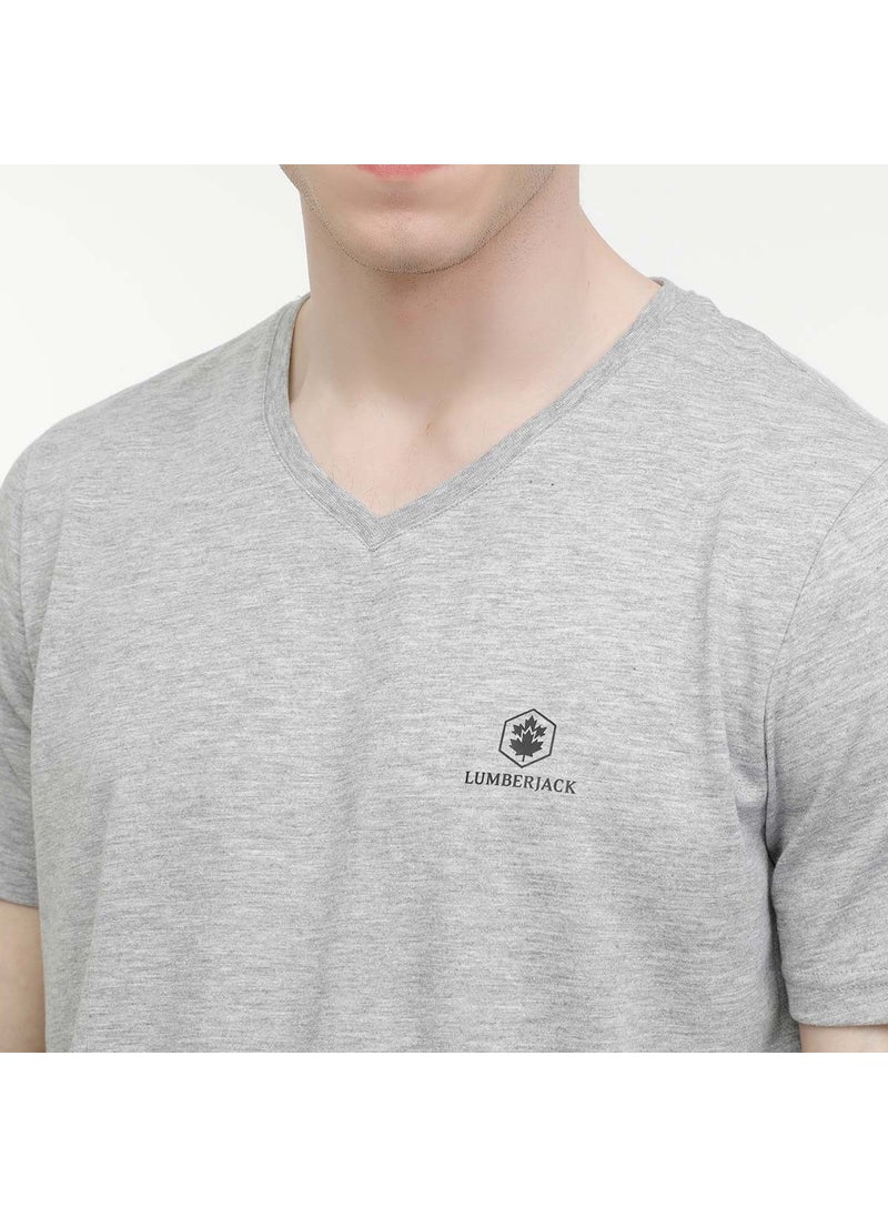 LUMBERJACK - Basic M-CT106 V Neck Men's Grey Round Neck T-Shirt - Image 1