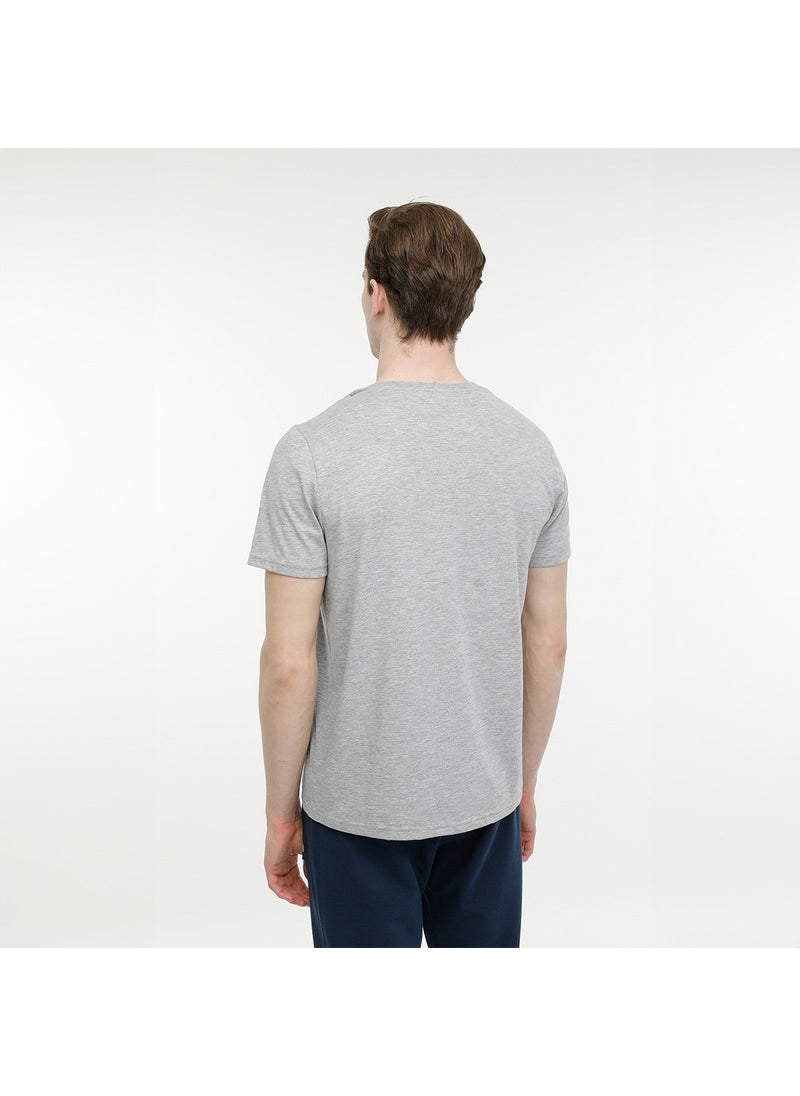LUMBERJACK - Basic M-CT106 V Neck Men's Grey Round Neck T-Shirt - Image 1