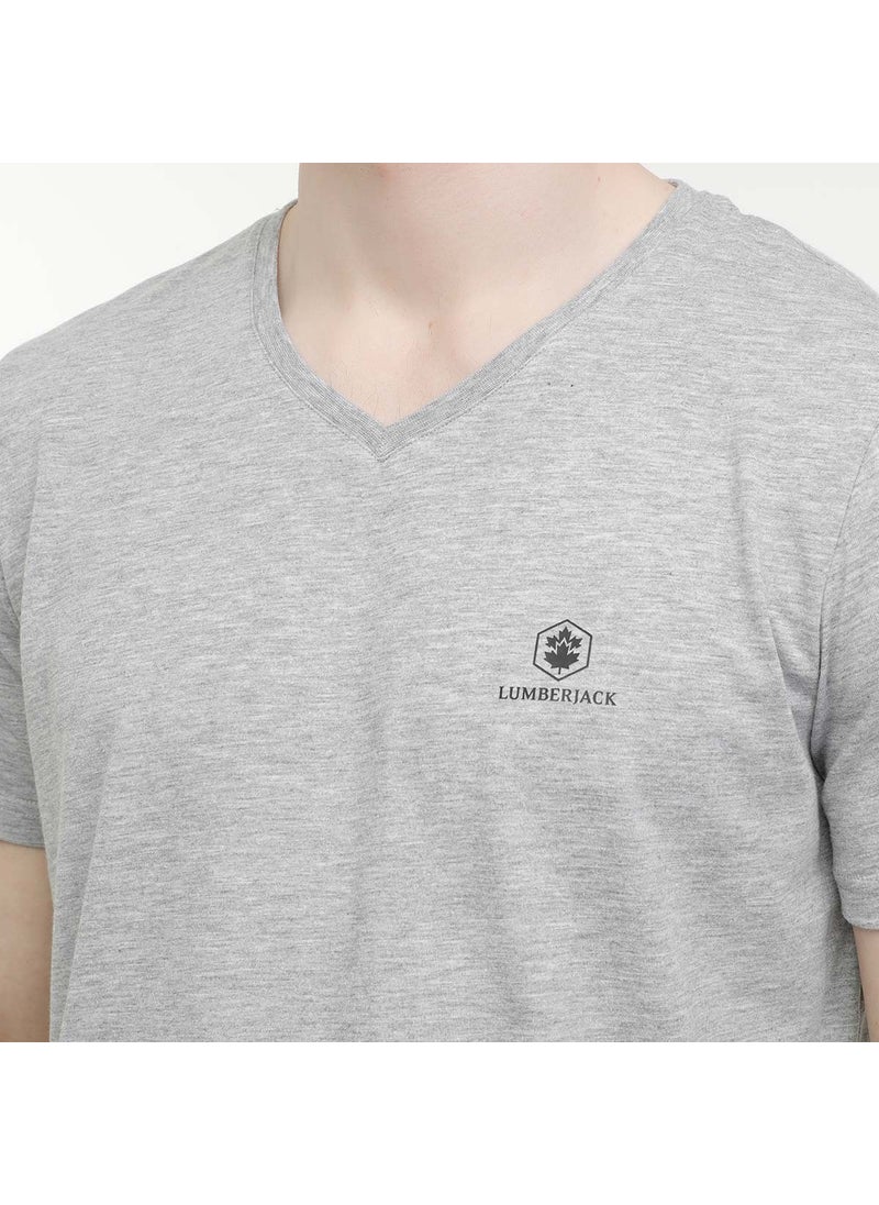 LUMBERJACK - Basic M-CT106 V Neck Men's Grey Round Neck T-Shirt - Image 1