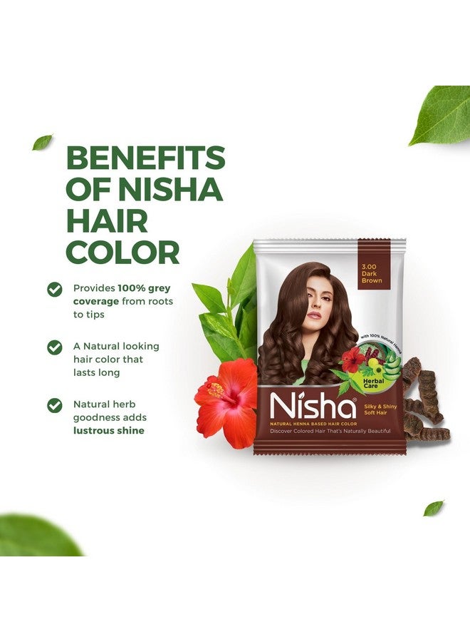 Nisha Natural Henna Powder For Hair Colour, 3.0 Dark Brown Hair Color, Herbal Conditioning Hair Dye For Silky & Shiny Soft Hair Colour For Men & Women - Image 3