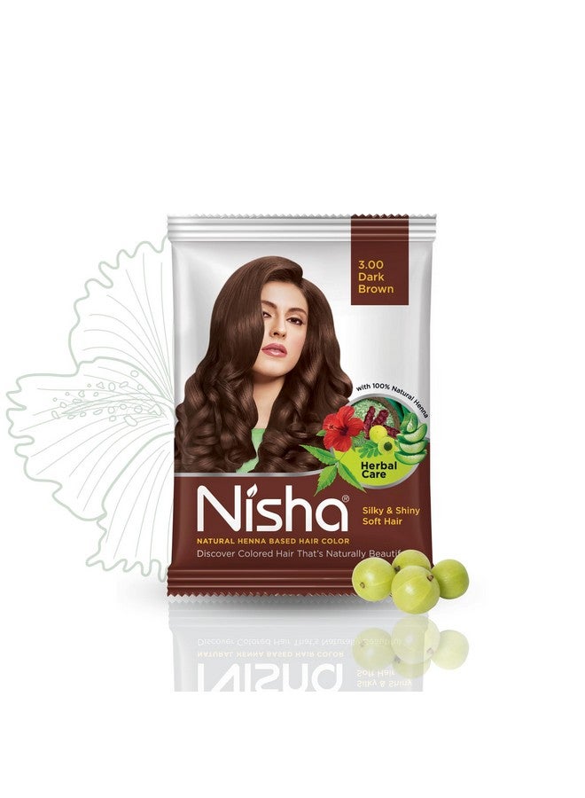 Nisha Natural Henna Powder For Hair Colour, 3.0 Dark Brown Hair Color, Herbal Conditioning Hair Dye For Silky & Shiny Soft Hair Colour For Men & Women - Image 1