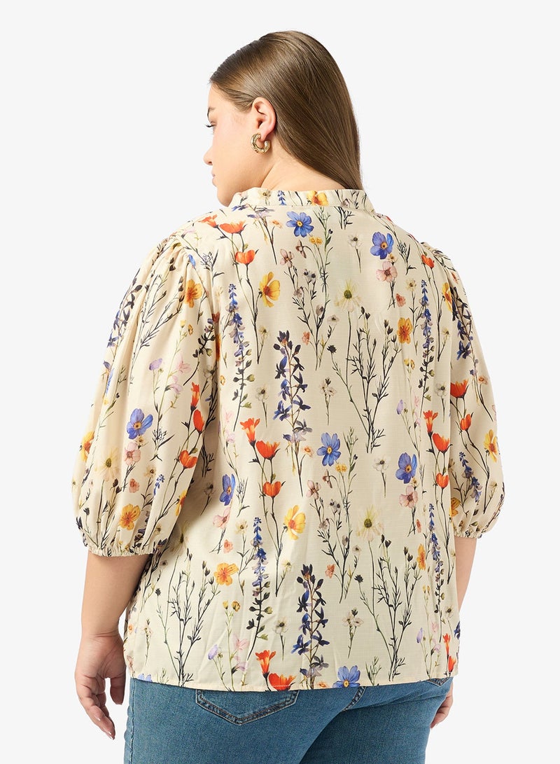 جينجر بلس بلوزة بتفاصيل زهور مجمعة - Image 2