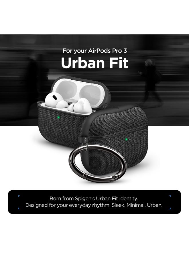 Spigen Urban Fit AirPods Pro 3 Case (3rd Generation) Premium Fabric cover with Carabiner (2025) - Black - Image 2