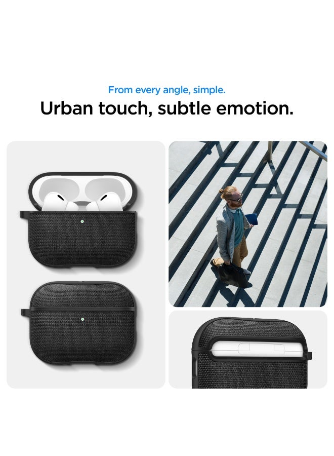 Spigen Urban Fit AirPods Pro 3 Case (3rd Generation) Premium Fabric cover with Carabiner (2025) - Black - Image 3