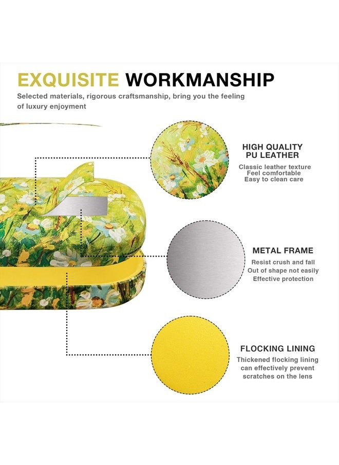 molshine Hard Shell Sunglasses Case,Classic Large Glasses Case for Women Men,Sunglass Eyeglasses (Yellow Daisy)  - Image 4