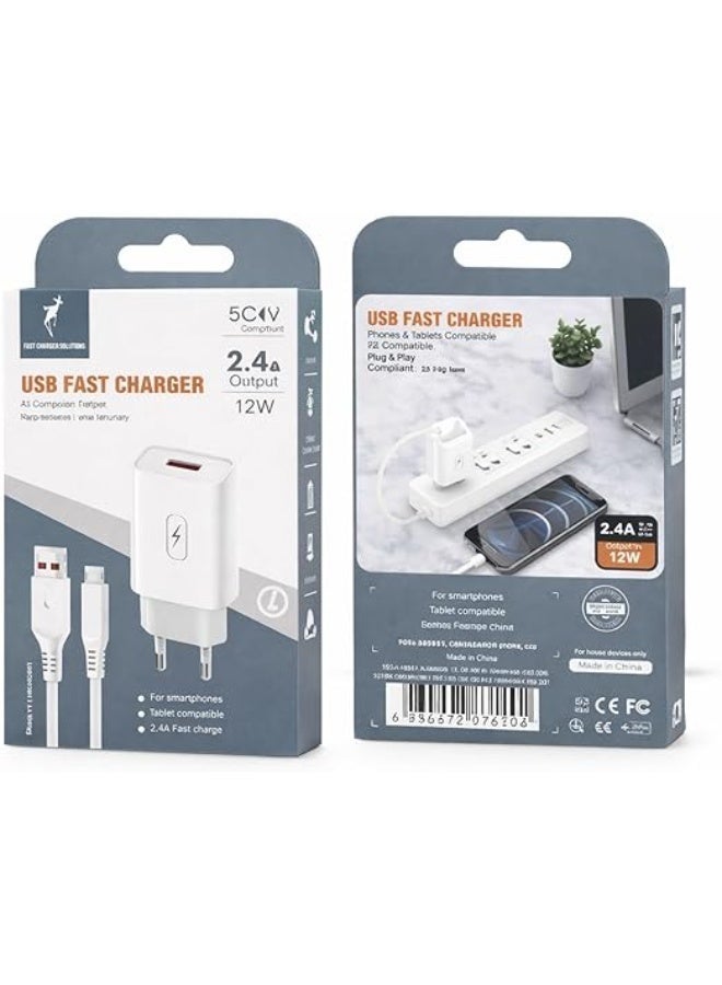 آيكونكس شاحن Iconix بمنفذ USB-A وكابل Micro بقوة 12 واط IC-HC1050 - أبيض - Image 2