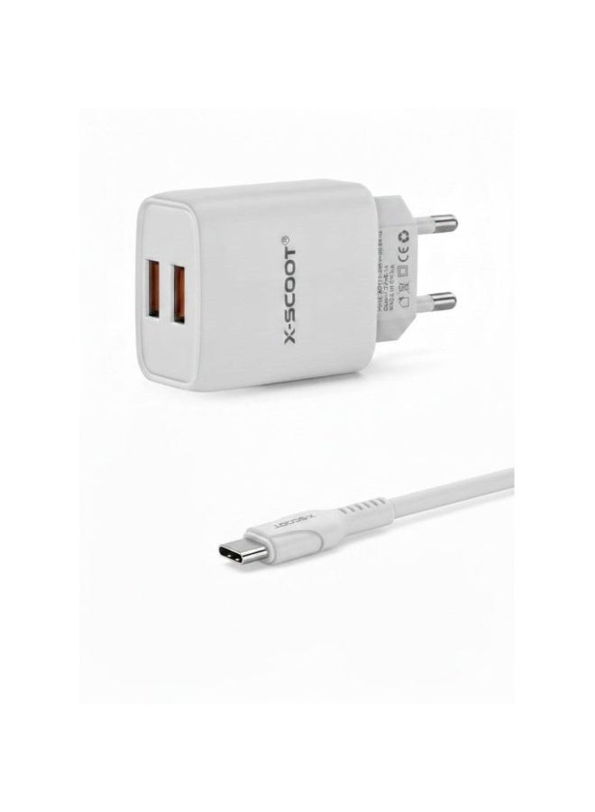 آيكونكس شاحن Iconix بمنفذ USB-A وكابل Micro بقوة 12 واط IC-HC1050 - أبيض - Image 1