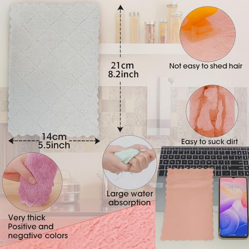HSR Small Size Kitchen Dish Cleaning Nonstick Oil Coral Velvet Microfiber Wipes Magic Oil Resistant Cleaning Cloth - 15cm x 27cm (Pack of 10) - Image 4