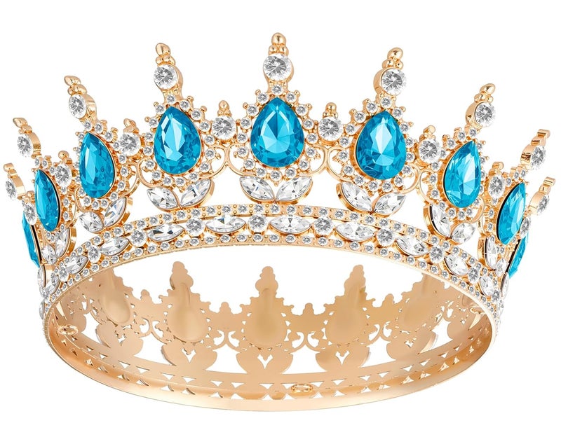 Papoopy Crown for Women, Queen Crown Tiara for Princess Party (Light Blue) - Image 1