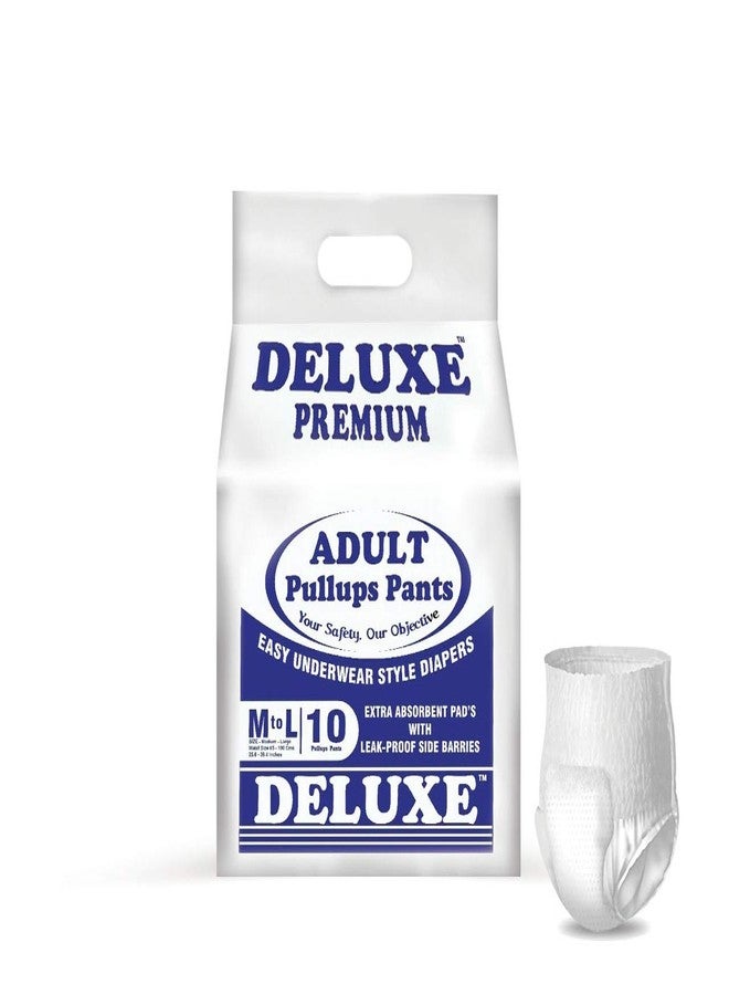 Deluxe Adult Diapers Pullups Pants Medium 65-100Cms 25"-39" (10 Pcs) - Image 1