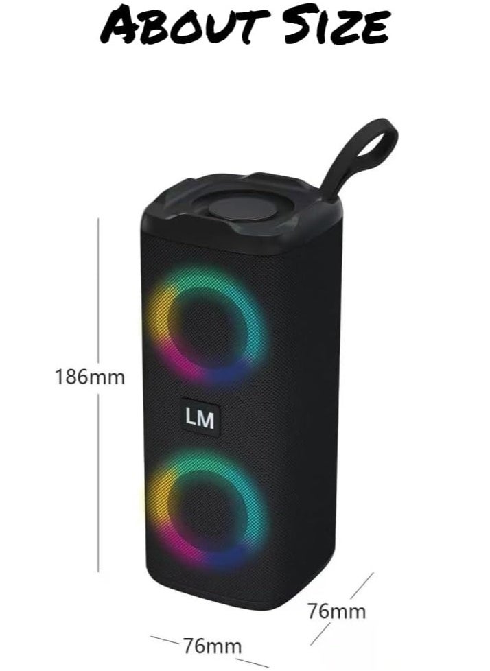 LM - Portable Bluetooth Speakers Wireless Speaker with 4 Ω 5W+5W Loud Stereo Sound Outdoor Speaker with Bluetooth 5.3 Deep Bass RGB Lights 5H Playtime for Home Party - Image 1