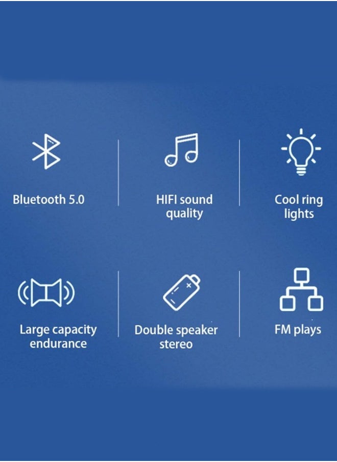 LM - Portable Bluetooth Speakers Wireless Speaker with 4 Ω 5W+5W Loud Stereo Sound Outdoor Speaker with Bluetooth 5.3 Deep Bass RGB Lights 5H Playtime for Home Party - Image 1