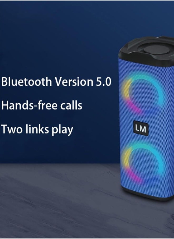 LM - Portable Bluetooth Speakers Wireless Speaker with 4 Ω 5W+5W Loud Stereo Sound Outdoor Speaker with Bluetooth 5.3 Deep Bass RGB Lights 5H Playtime for Home Party - Image 1