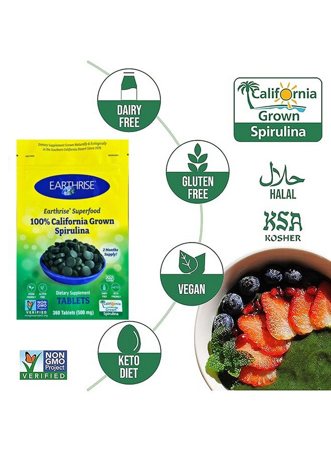 Earthrise Superfood 100% California Grown Spirulina 500mg Tablets (360 Count), Natural Premium Spirulina, Vegan, Gluten Free, Keto Friendly, Non -GMO, High in Vitamins & Minerals - Image 4