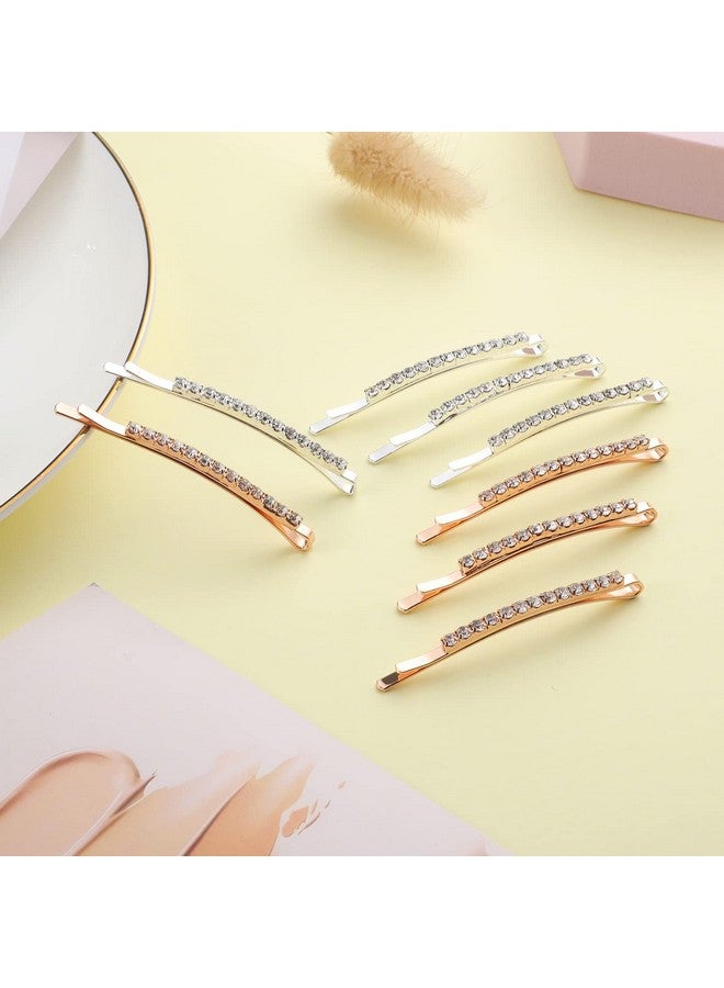 SUMAJU 12 Pieces Rhinestone Bobby Pins, Silver and Gold Metal Hair Diamond Bobby Pins Clips Crystal Hair Pin for Lady Women Girls - Image 2