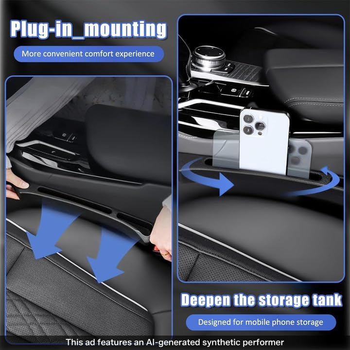 Esoes 2PCS Car Seat Gap Filler with Phone Holder Between Seat Console Organizer Flexible Seat Gap Organizer Between Seats for Tightly Filling Seat Gaps Universal Car Seat Organizer Car Accessories Interior - Image 5