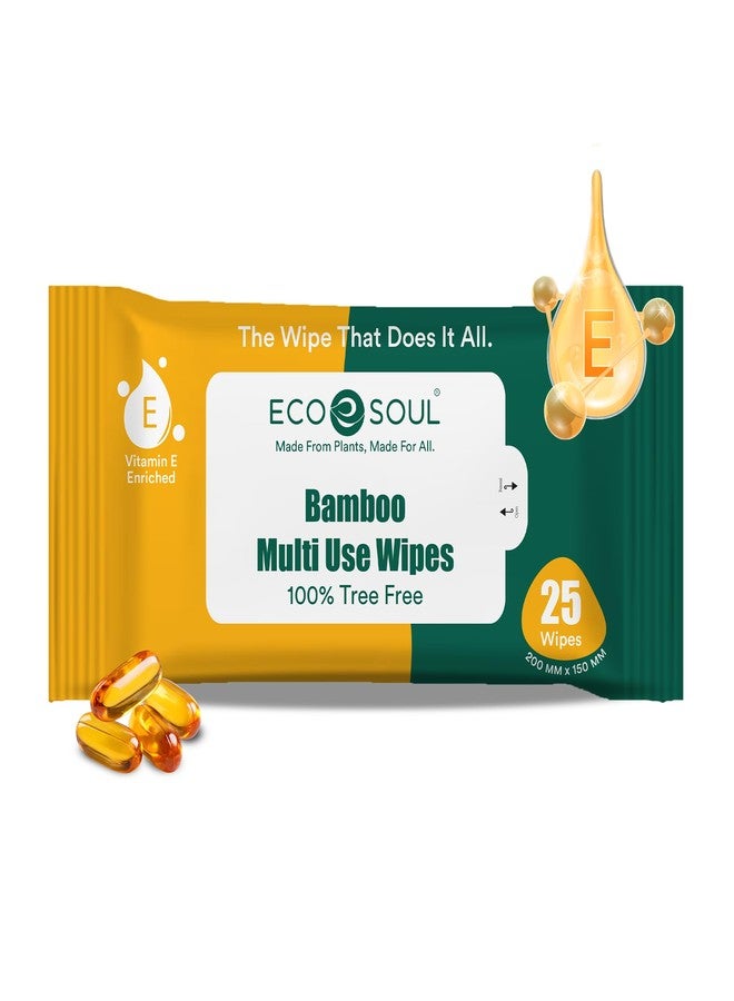 ECO SOUL Bamboo Multi Use Wipes, 25 Pulls Each, Pack of 1, 100% Natural & Eco-Friendly - Image 1