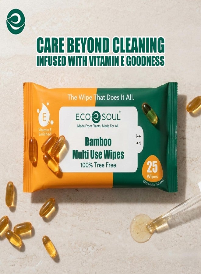 ECO SOUL Bamboo Multi Use Wipes, 25 Pulls Each, Pack of 1, 100% Natural & Eco-Friendly - Image 3