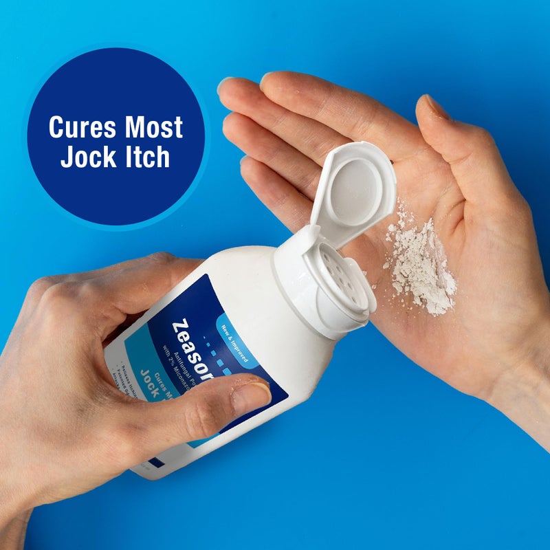 Zeasorb مسحوق زيازورب الفائق الامتصاص لعلاج الفطريات لالتهاب الفخذ، موصى به من قبل أطباء الجلد، يهاجم ويمتص الرطوبة، تقنية التحكم في الروائح الحاصلة على براءة اختراع، مع طين البنتونيت والألوة، زجاجة 2.5 أونصة - Image 4