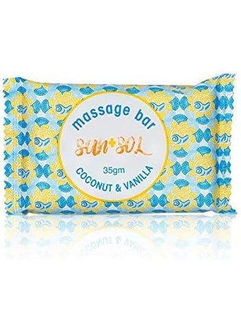 world amenities Sun  Sol Bulk Moisturizing Massage Bar with Warm Coconut  Vanilla Fragrances Sachet Wrapped Travel Size Toiletries 