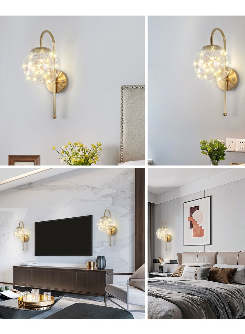 YATAI LIGHTING LED Wall Light,Nordic Style Wall Sconces Lamp,Clear Glass Light Shade,Gypsophila Wall Light,Simple Creative Wall Mounted Lamp For Bedroom,Bedside,Living Room,Bathroom - Image 2