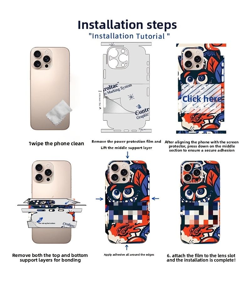 Fashion Back Film All in One Protective Skin Compatible With iPhone 16e Includes Full Coverage Backing Film And Application Tool Kit - Image 4