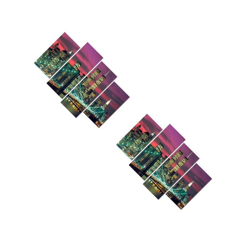 2pcs Canvas Wall Art Modern Landscape Oil Paintings Bridge Night Scene Picture for Home Living Room Bedroom Decor - Image 4