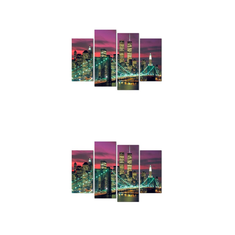 2pcs Canvas Wall Art Modern Landscape Oil Paintings Bridge Night Scene Picture for Home Living Room Bedroom Decor - Image 5
