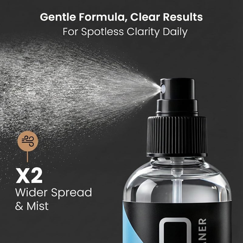 EVEO Eyeglass Cleaner Spray - No Streaks Technology with Microfiber Cleaning Cloth- Glasses Cleaning Kit - Glasses Cleaner Spray with Lens Cleaner Cloth - Screen & Eye Glasses Kit - 8oz (4ozx2) - Image 3