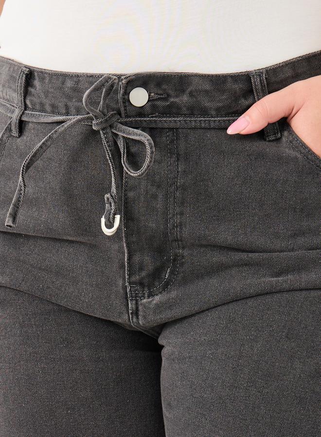 ستايلي بنطال جينز بمقاس كبير وقصة أرجل واسعة - Image 3