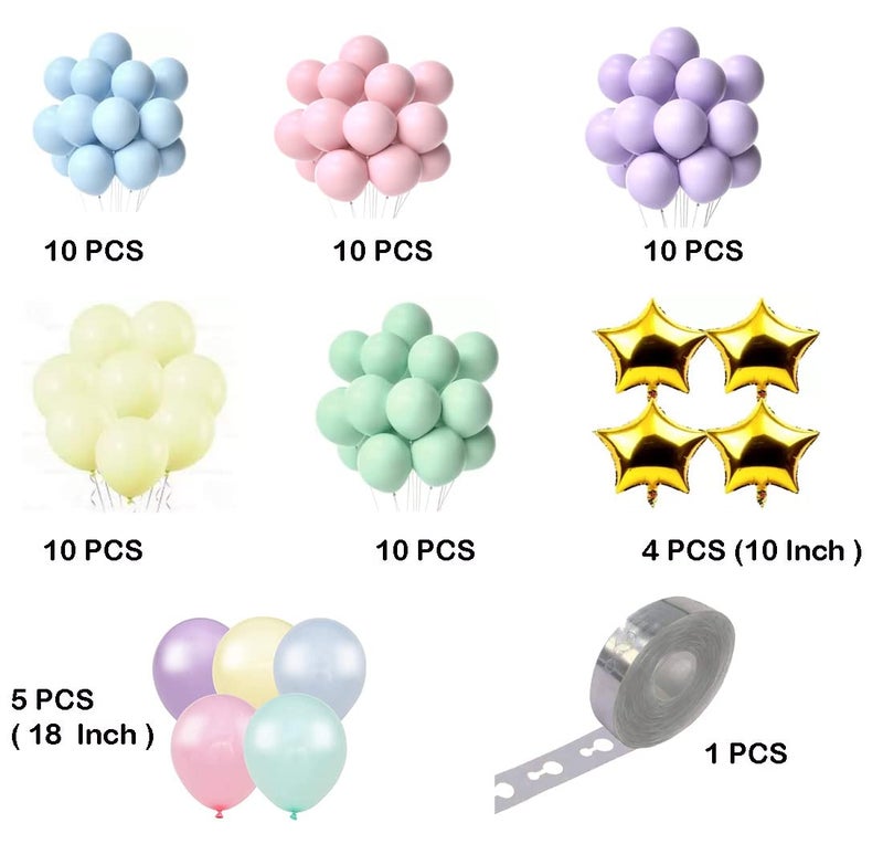 SOI Balloons For Decoration (Set Of 60) | Balloons For Decoration Birthday Party | Pastel Balloons For Decoration | Star Balloons For Decoration - Image 2