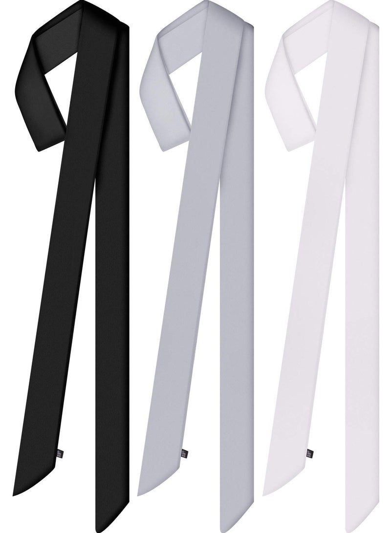 Excefore وشاح ساتان رفيع للنساء، 3 قطع وشاح، أحزمة ربطة عنق وشاح عنق، وشاح ضيق بلون سادة للهدايا العصرية - Image 1