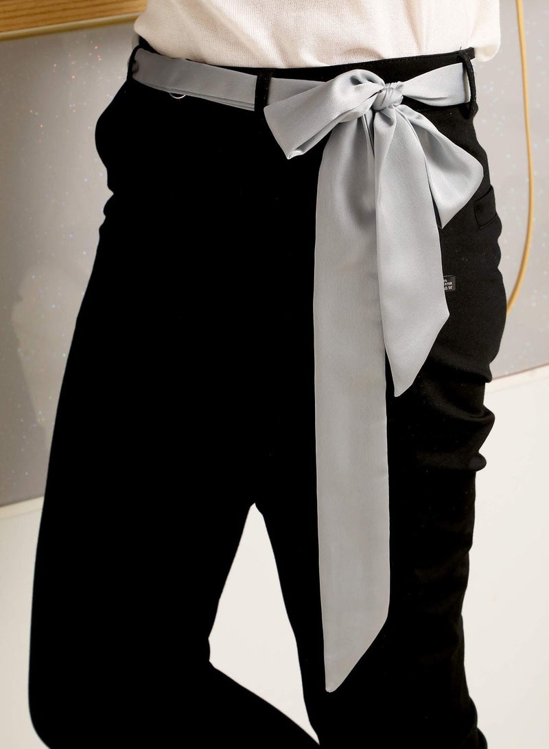 Excefore وشاح ساتان رفيع للنساء، 3 قطع وشاح، أحزمة ربطة عنق وشاح عنق، وشاح ضيق بلون سادة للهدايا العصرية - Image 3