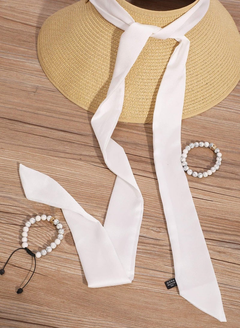 Excefore وشاح ساتان رفيع للنساء، 3 قطع وشاح، أحزمة ربطة عنق وشاح عنق، وشاح ضيق بلون سادة للهدايا العصرية - Image 5