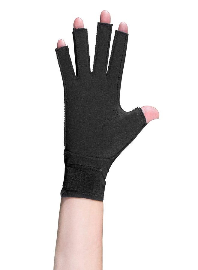 OTC Resting Splint Glove, 5 Finger Semi-Rigid Splints, Open Tips, Black, Right Hand, Medium - Image 3