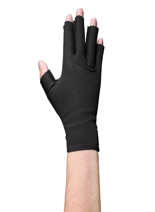 OTC Resting Splint Glove, 5 Finger Semi-Rigid Splints, Open Tips, Black, Right Hand, Medium - Image 4